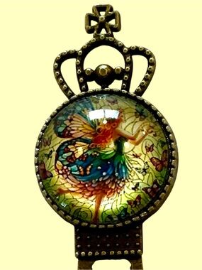 Vintage-Style Fairy handmade Glass Pendant Necklace in Multicolor